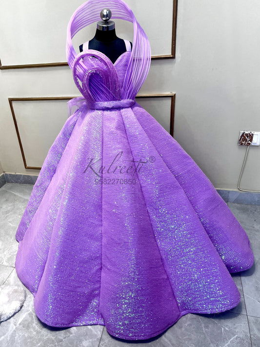 Lavender sequin ball panel gown