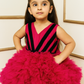 Hot pink black detailing dress