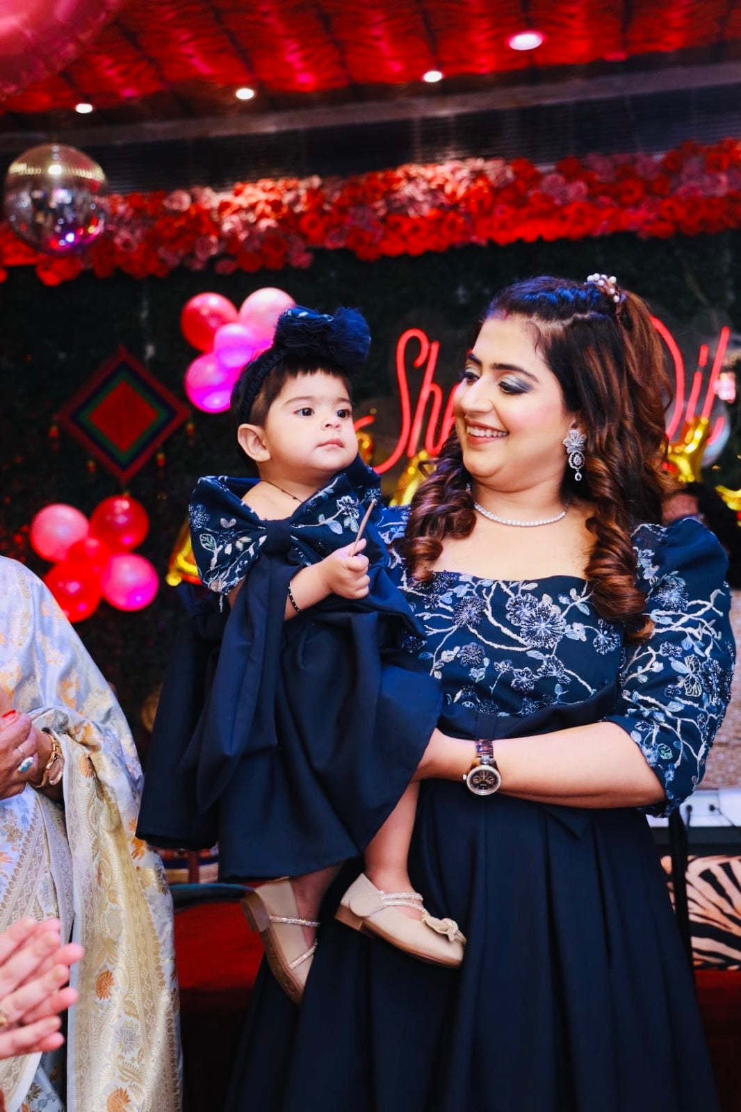 Navy blue embrodiered top and heavy imported fsbric for bottom Twinning For Mother & Daughter