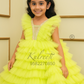 Multi layer neon yellow frill Gown