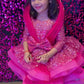 Hot pink Pearl sequin Embroidery Dress With Full Flair  Dress (1 Pc)