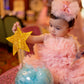 Baby Pink Multi Layer Fur Ball  Dress For Daughter (1 Pc)