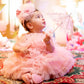 Baby Pink Multi Layer Fur Ball  Dress For Daughter (1 Pc)