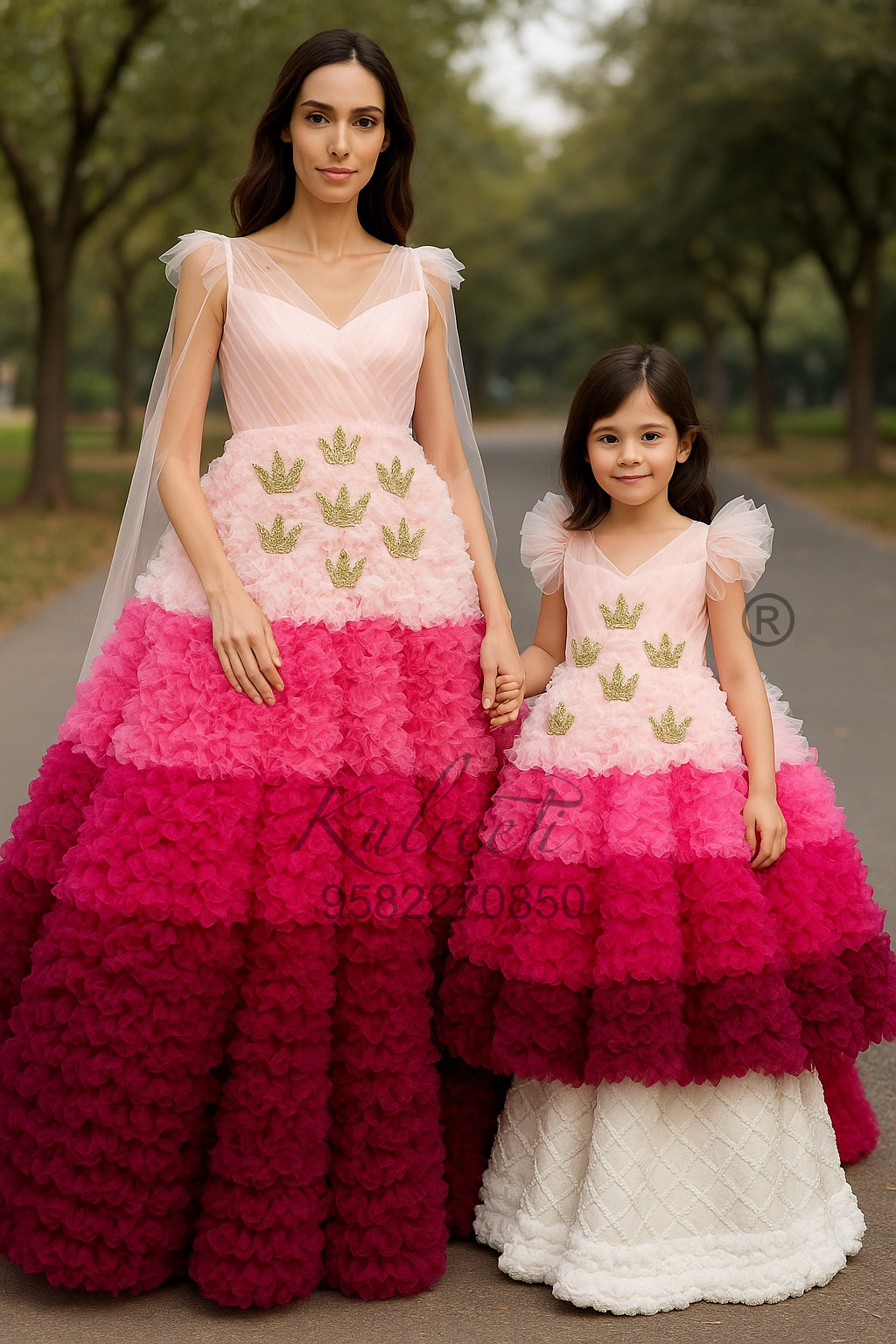 Pink Shades Twinning For Mother & Daughter (2 Pcs Combo)