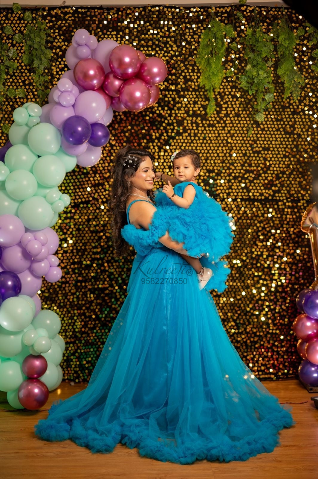 Frozen blue  theme gown Twinning for Mother and Daughter (2 Pcs Combo)