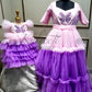 Pink lavender butterfly embroidered gown Twinning For Mother & Daughter (2 Pcs Combo)