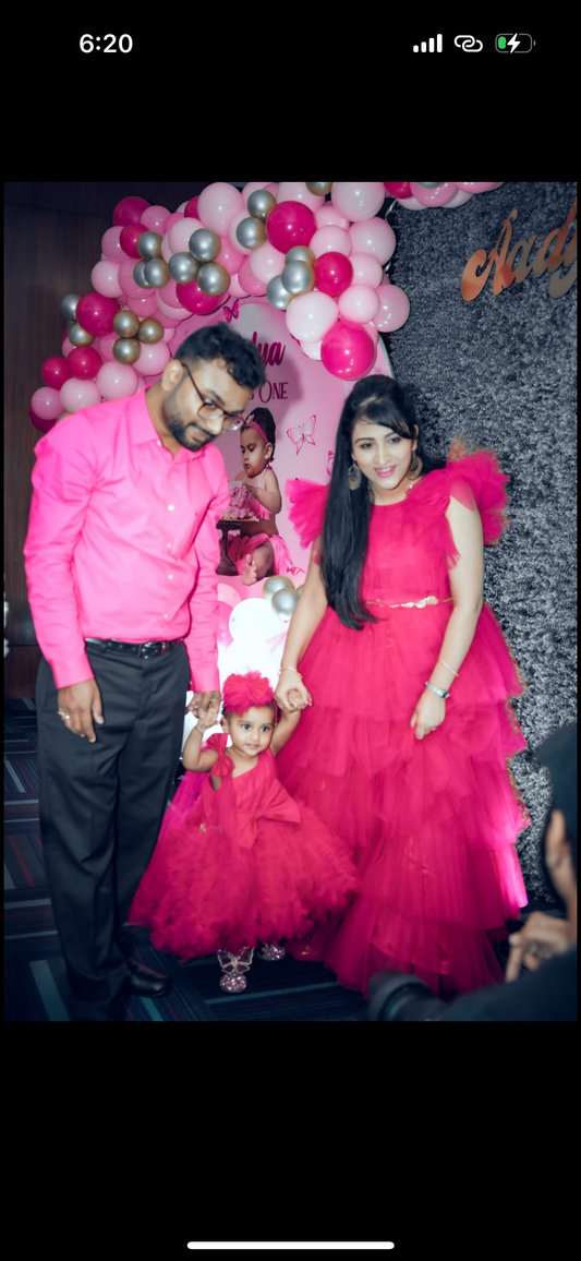 Hot pink Gown For Mother Or For Daughter (1 Pc)