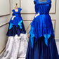 Pure satin silk Gown with flower patch and handkerchief style bottom F Twinning For Mother & Daughter