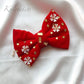 CREPE STONE AND FLORAL WORK HAIR BOW ACCESSORY