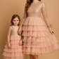 Dusty peach frilly with sequin top Twinning for Mother and Daughter (2 Pcs Combo)