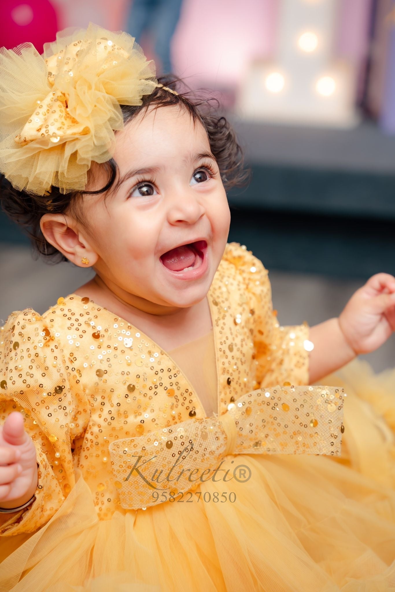 Golden Pearl sequin Embroidery Dress With Full Flair For Mother Or Dre Kulreeti Golden Pearl sequin Embroidery Dress With Full Flair For Mother Or Dre Kulreeti