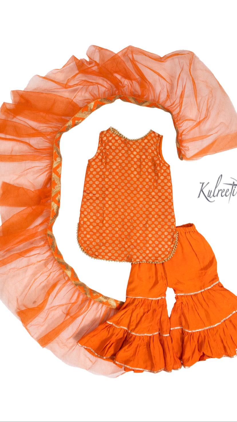 Orange Sharara Set