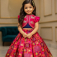 Hot pink Embroidered Stylish Top With Lehenga and Dupatta