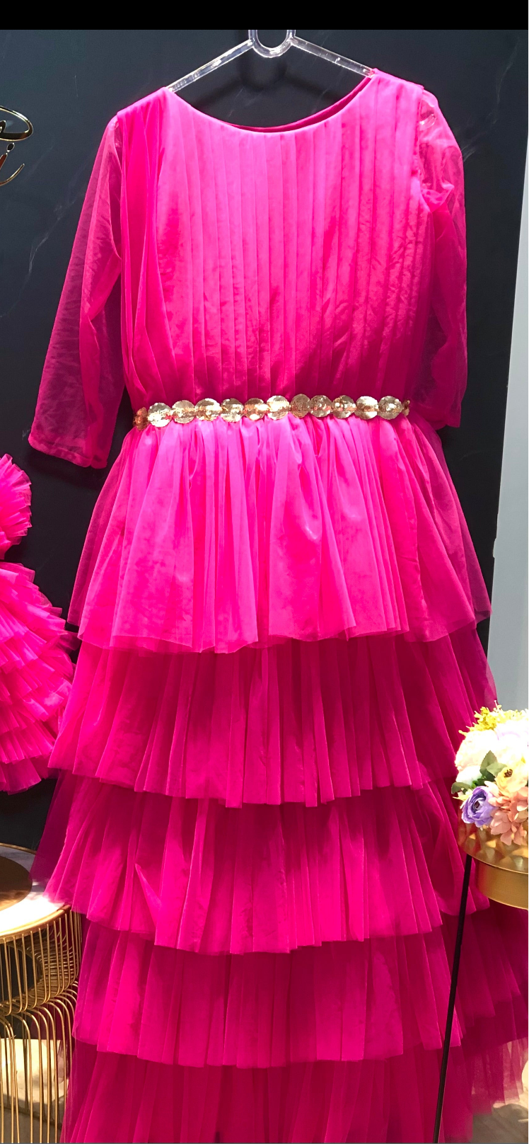 Hot pink Gown For Mother Or For Daughter (1 Pc)