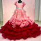 Onion pink and hot pink Frill Gown For Maternity /Pre-wedding shoot