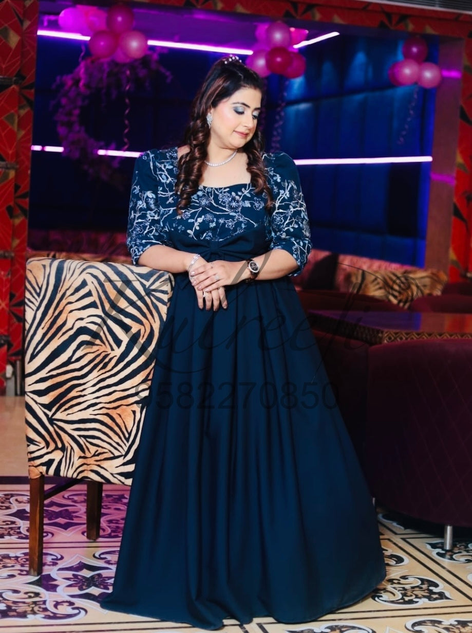 Navy blue embrodiered top and heavy imported fsbric for bottom Twinning For Mother & Daughter