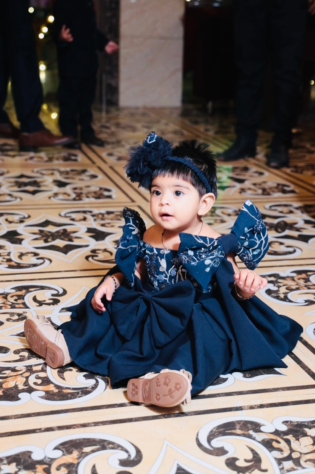 Navy blue embrodiered top and heavy imported fsbric for bottom Twinning For Mother & Daughter