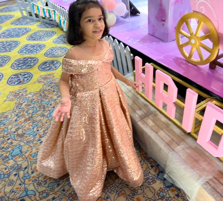 Princess rose gold sequin Gown For Mother Or Daughter (1 Pc)