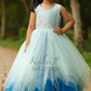 Blue shaded unique style Gown with flower embroidery