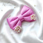 SATIN WITH PEARL DETAILING HAIR BOW ACCESSORY