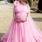 Onion pink  Long Frill Gown For Maternity /Pre-wedding shoot