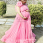 Onion pink  Long Frill Gown For Maternity /Pre-wedding shoot