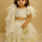 white sequin work blouse with net gota work  lehenga