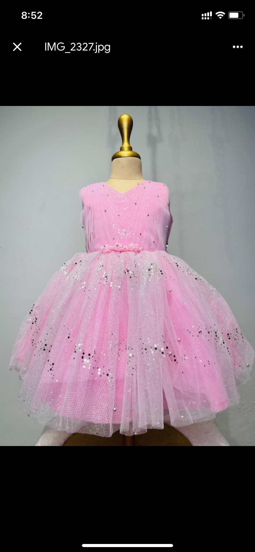 Sample Sale-Pink Frill Embroidered Fabric Dress Sizes: 6-12M & 1-2 Yrs