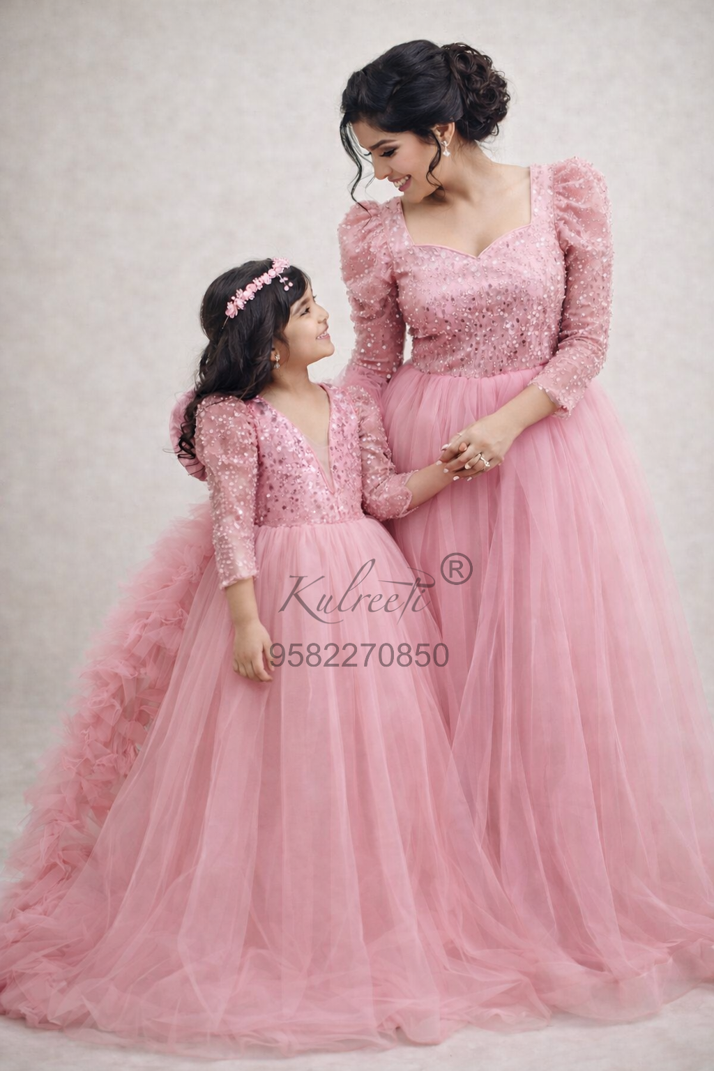 Onion pink  Flare Twinning for Mother and Daughter (2 Pcs Combo)