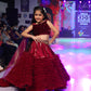 Maroon sequin blouse Top With frill and silk base Lehenga and Dupatta