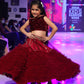 Maroon sequin blouse Top With frill and silk base Lehenga and Dupatta