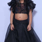 Black sequin work  blouse with unique style organza lehenga