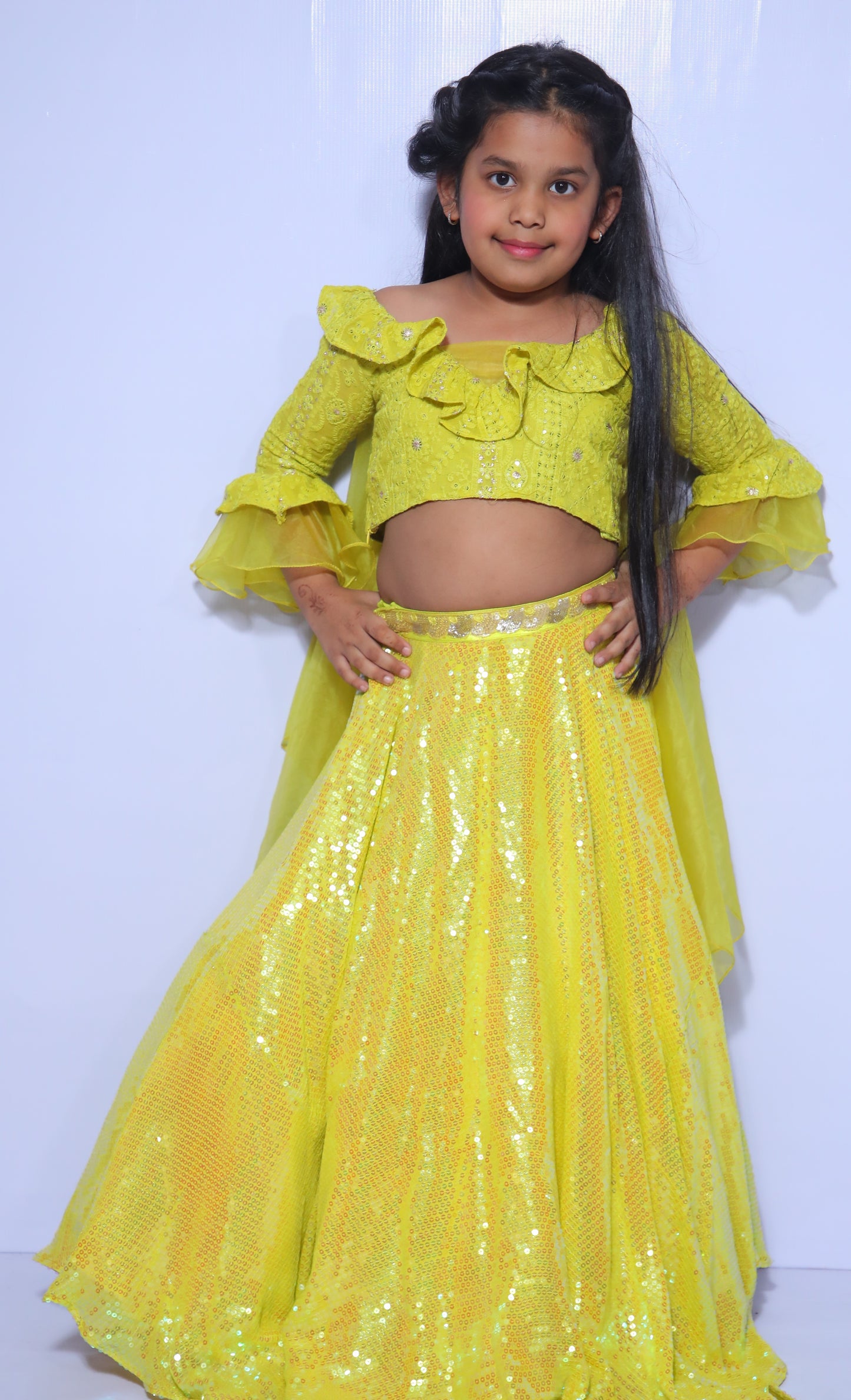 chickenkari  embroidered blouse with sequin  lehenga