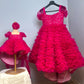 Hot pink unique frill gown with embroidered top Twinning For Mother & Daughter (2 Pcs Combo)