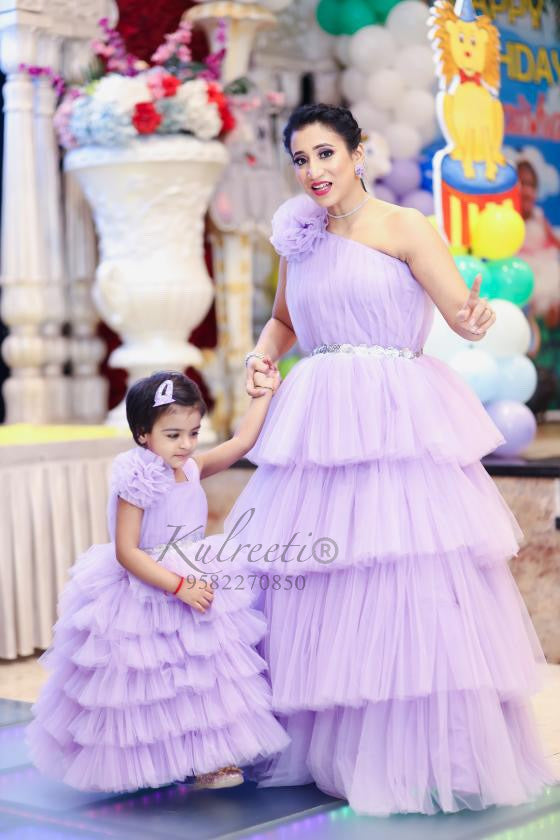 Lavender Frill Twinning for Mother and Daughter (2 Pcs Combo)