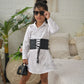 Casual Cotton Shirt Dress With Black Faux Leather Belt