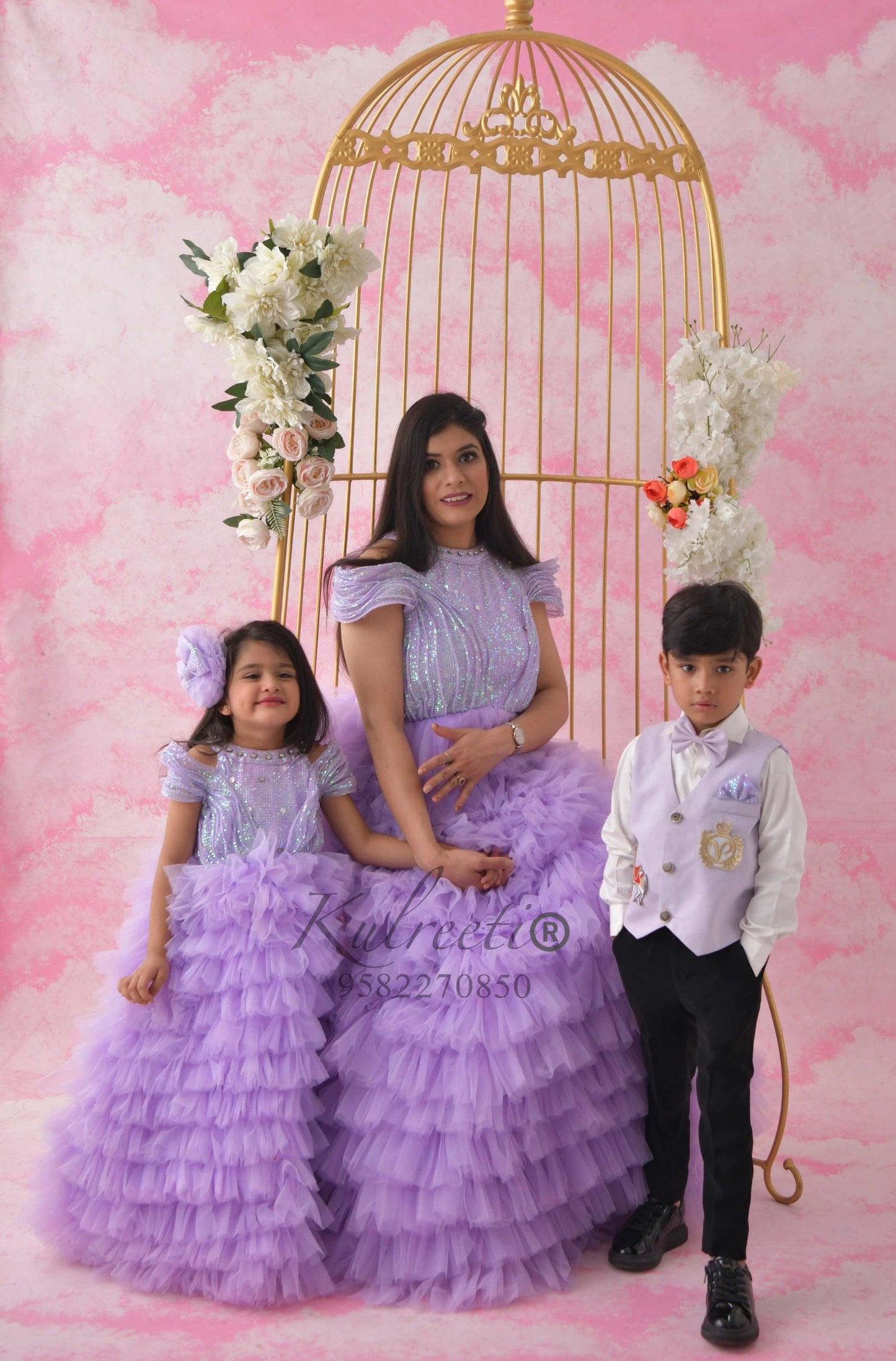 Lavender Gown with Frill Twinning for Mother/Daughter/Son (Single or Combo)