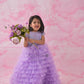 Lavender multilayer gown with sequin top