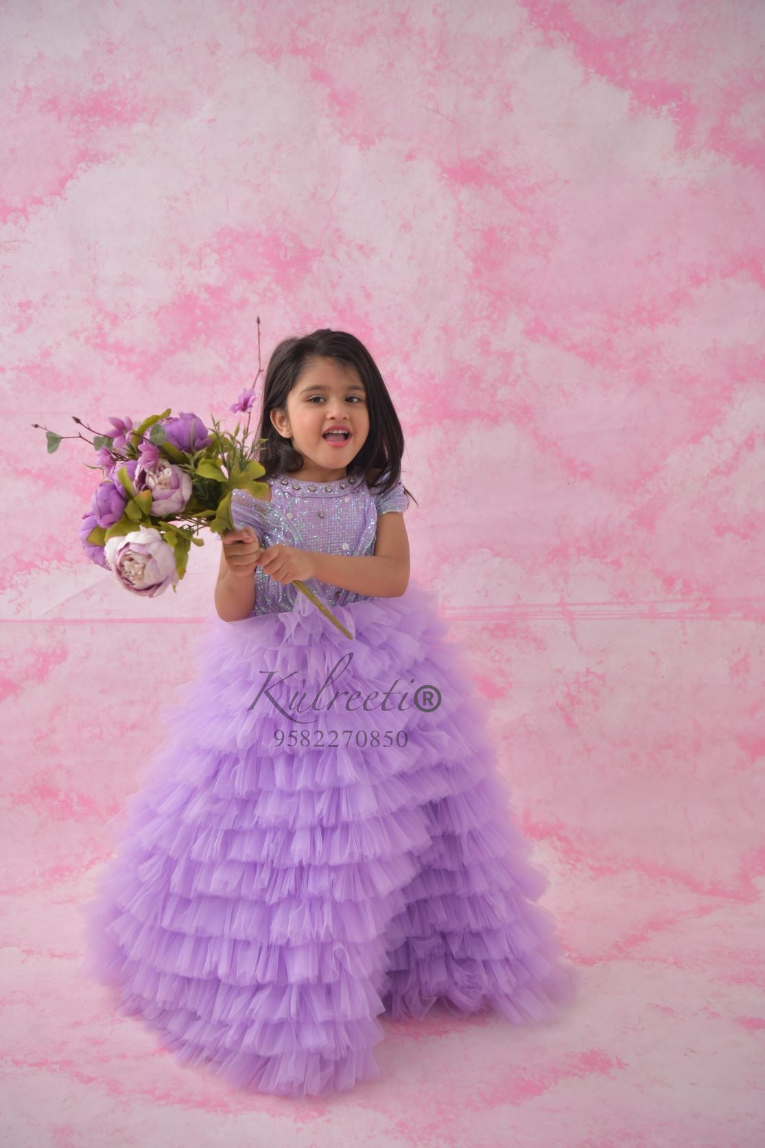 Lavender Gown with Frill Twinning for Mother/Daughter/Son (Single or Combo)