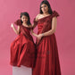 Maroon Chiffon Satin Gown Twinning for Mother/daughter/son(single or combo)