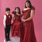 Maroon Chiffon Satin Gown Twinning for Mother/daughter/son(single or combo)