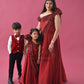 Maroon Chiffon Satin Gown Twinning for Mother/daughter/son(single or combo)