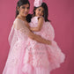 Baby pink Gown with Frill Twinning for Mother/Daughter/Son (Single or Combo)