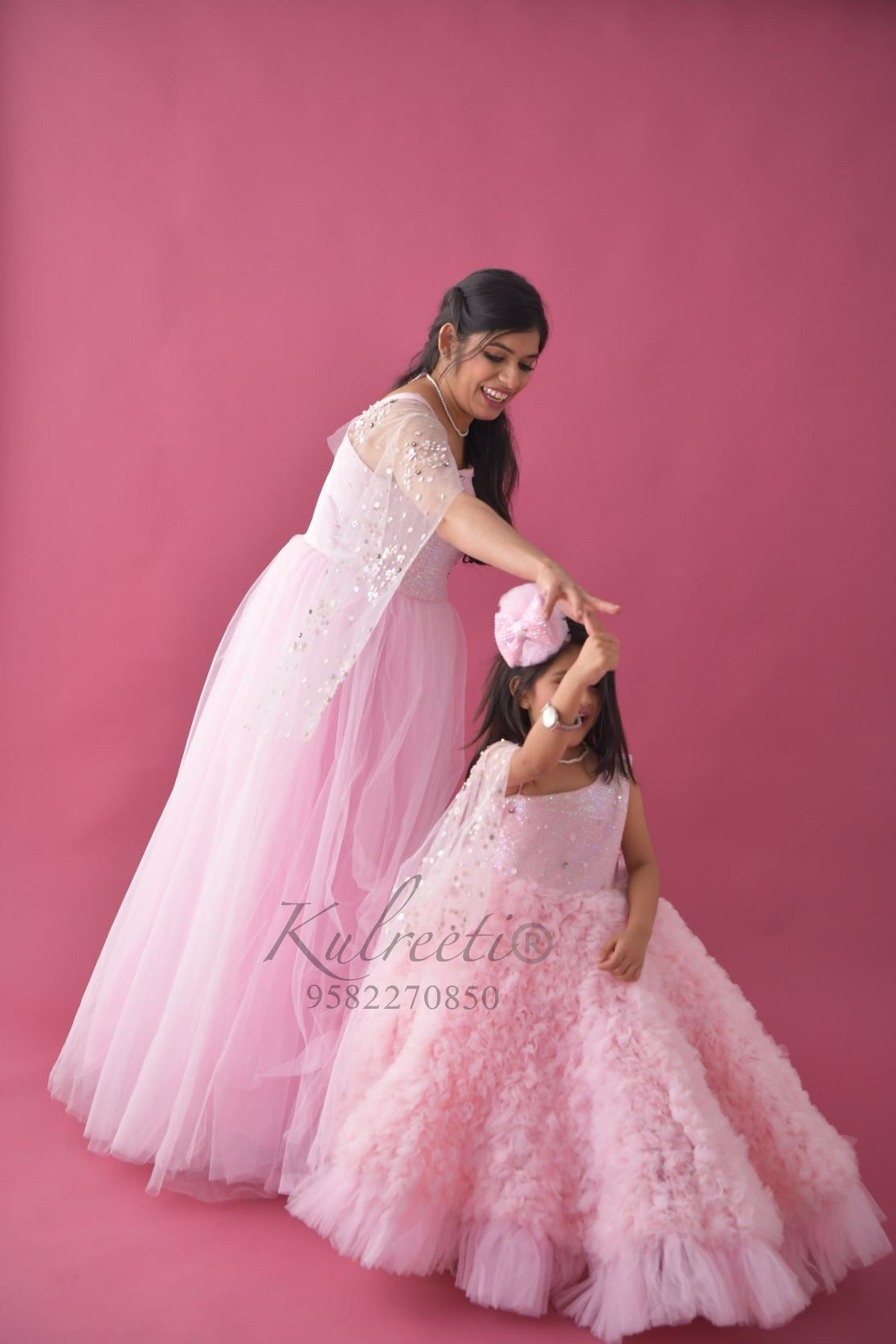 A-line V Neck Hot Pink Prom Dress With Slit OKZ7 – Okdresses