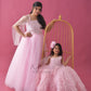 Baby pink Gown with Frill Twinning for Mother/Daughter/Son (Single or Combo)