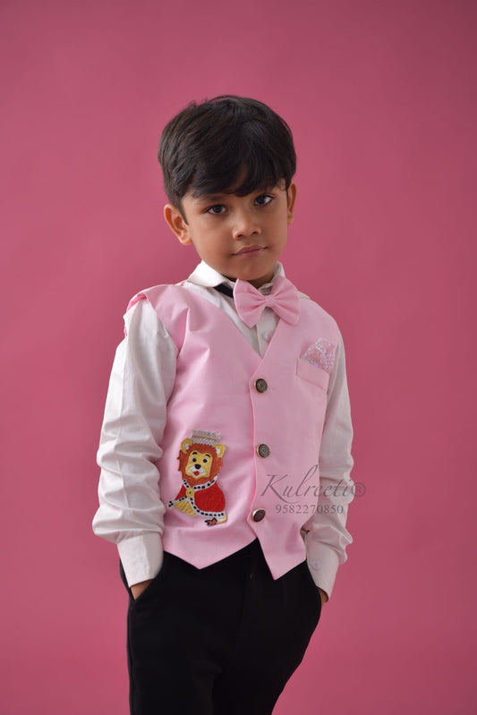 Pink Boys Waistcoat set with Shirt and Trouser