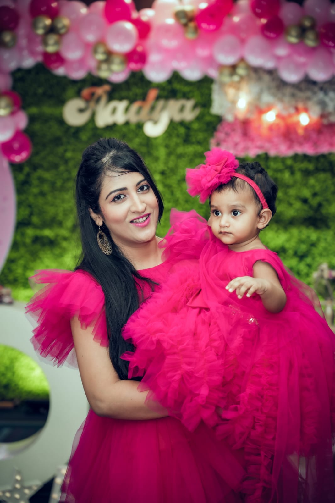  Dark Pink Frill Gown