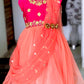 Pink Lehenga Embroidered Twinning  For Mother & Daughter (2 Pcs Combo)