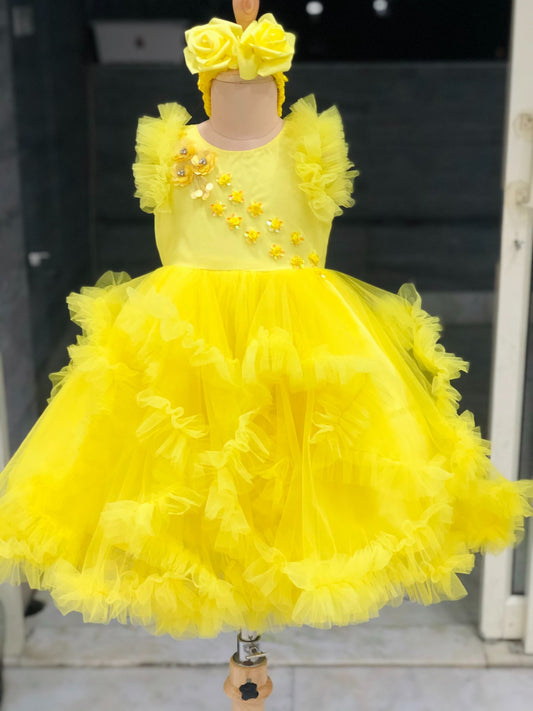 Yellow Frills Gown