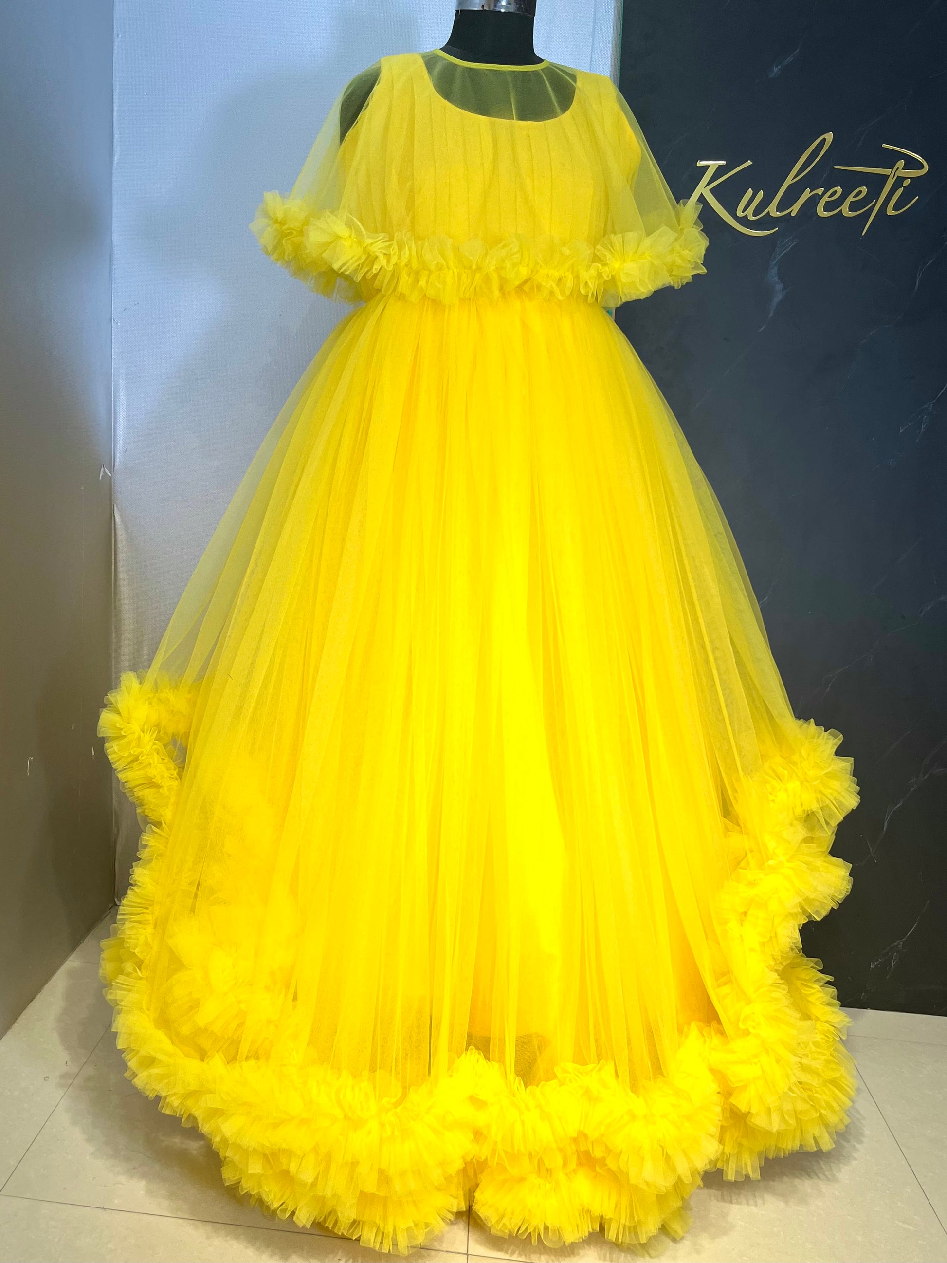 Yellow Frill Gown - Main Image